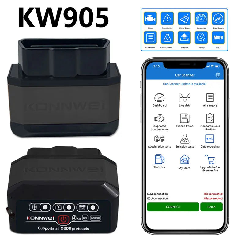 KONNWEI KW905 OBD2 Bluetooth 5.0 Scanner