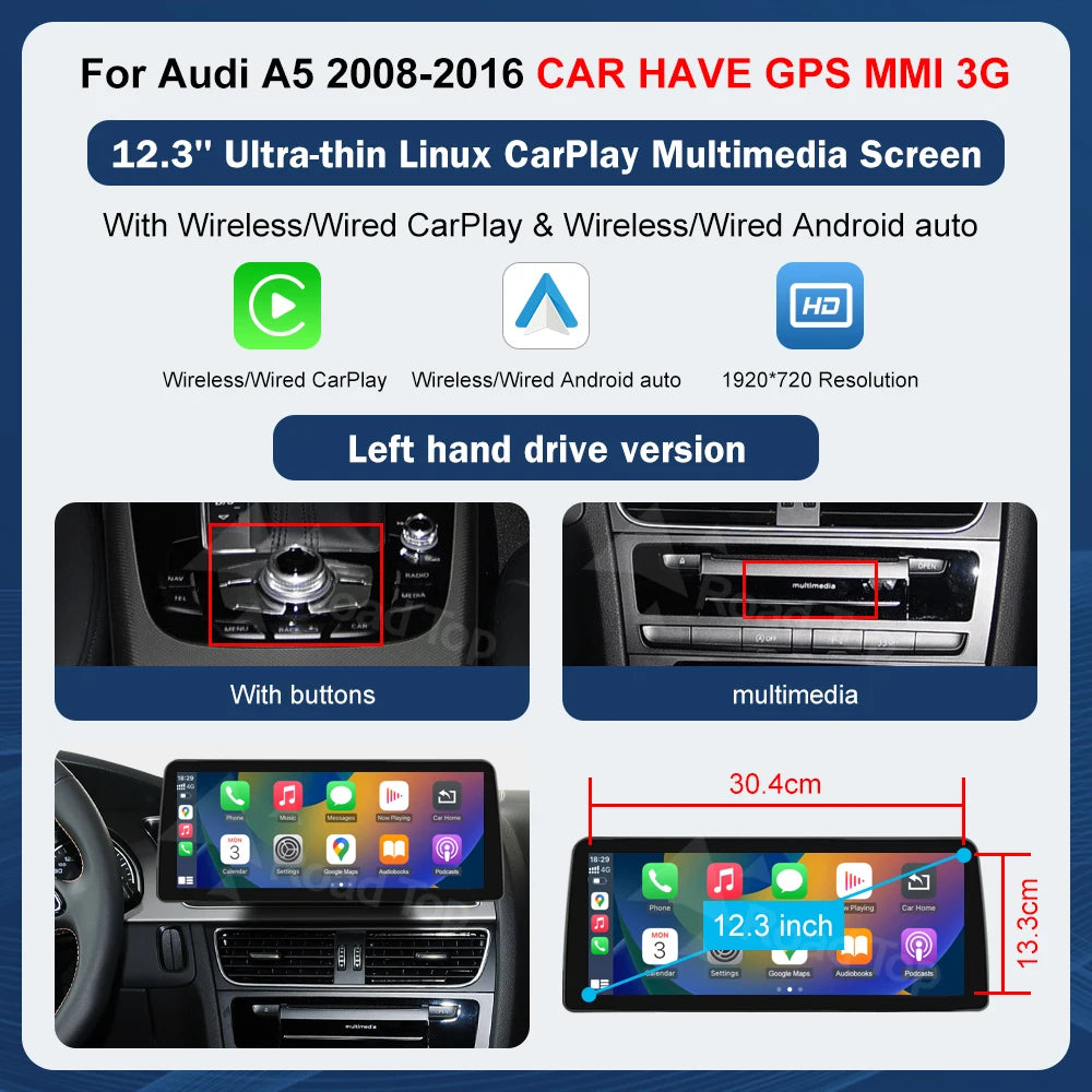 8.9 Zoll Multimedia Display Touchscreen für Audi A5 S5