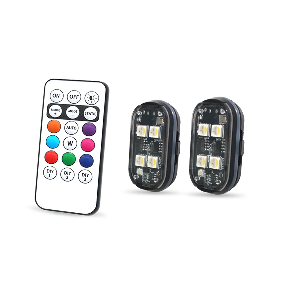 Kabellose LED-Strobelampen für Auto-Innenraum, 8 Farben
