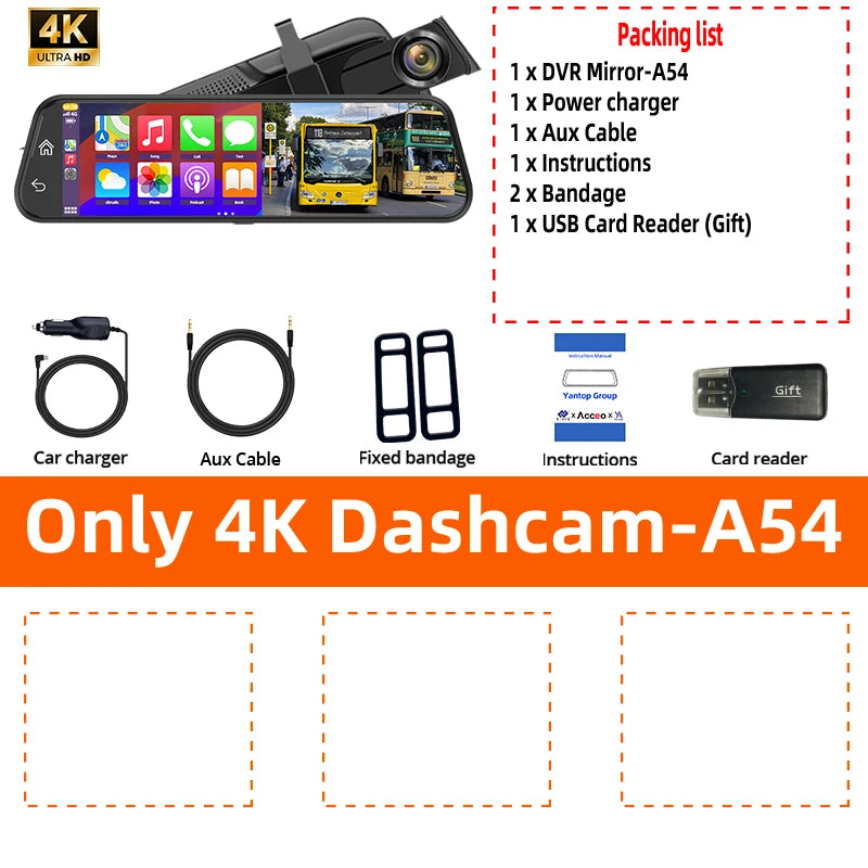 4K HD Auto DVR Touchscreen mit Carplay & Android Auto