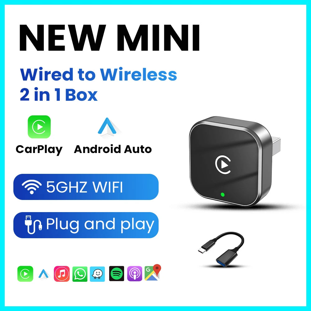 PLAYAIBOX Kabellos 2IN1 CarPlay Android Auto Adapter