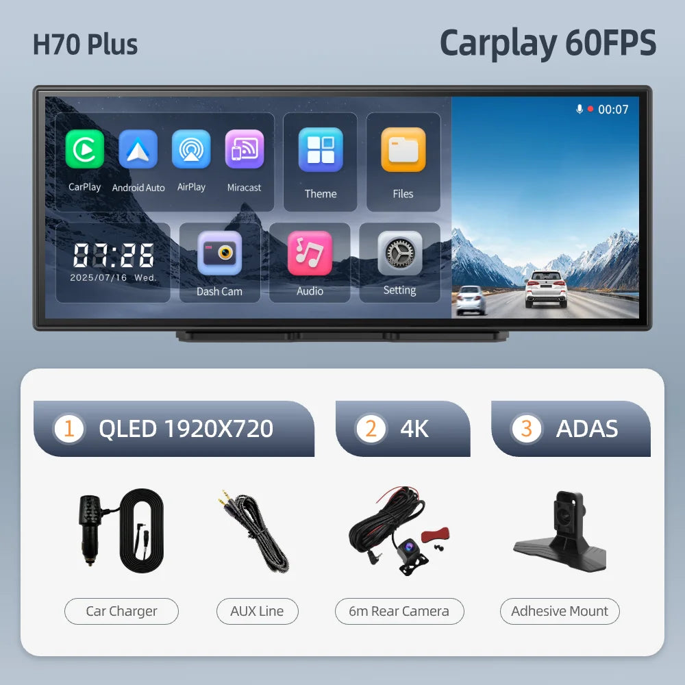 H70 Plus 11.4" 4K QLED Dash Cam