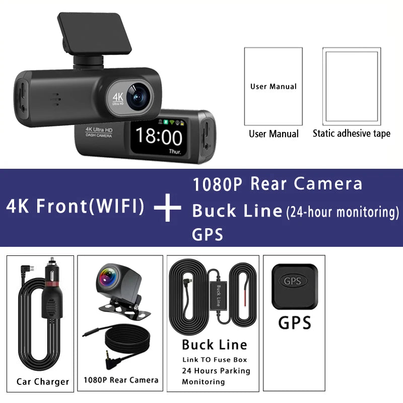 Dashcam 4K Dual-Lens Auto Kamera