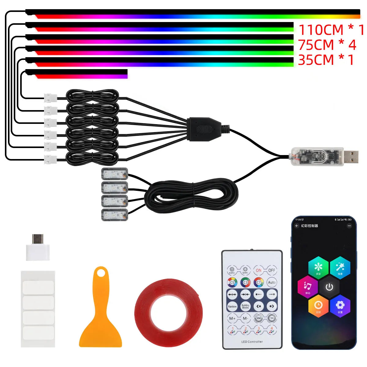 RGB Innenraum LED Streifen Set
