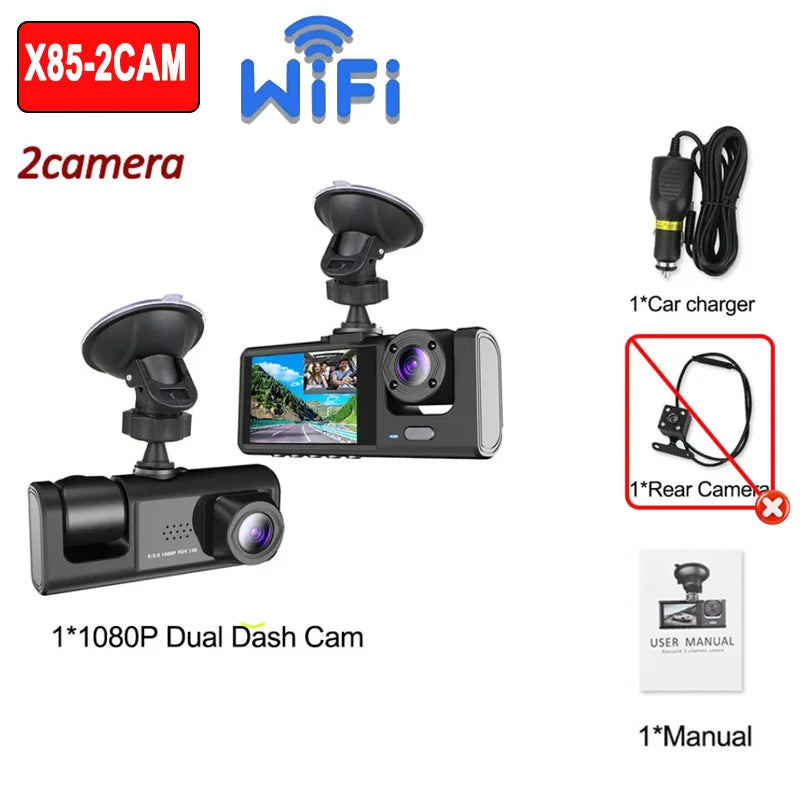1080P Dashcam mit WiFi und 3 Kameras