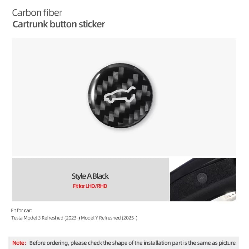 Carbon-Fiber Kofferraum-Schalterknopf für Tesla