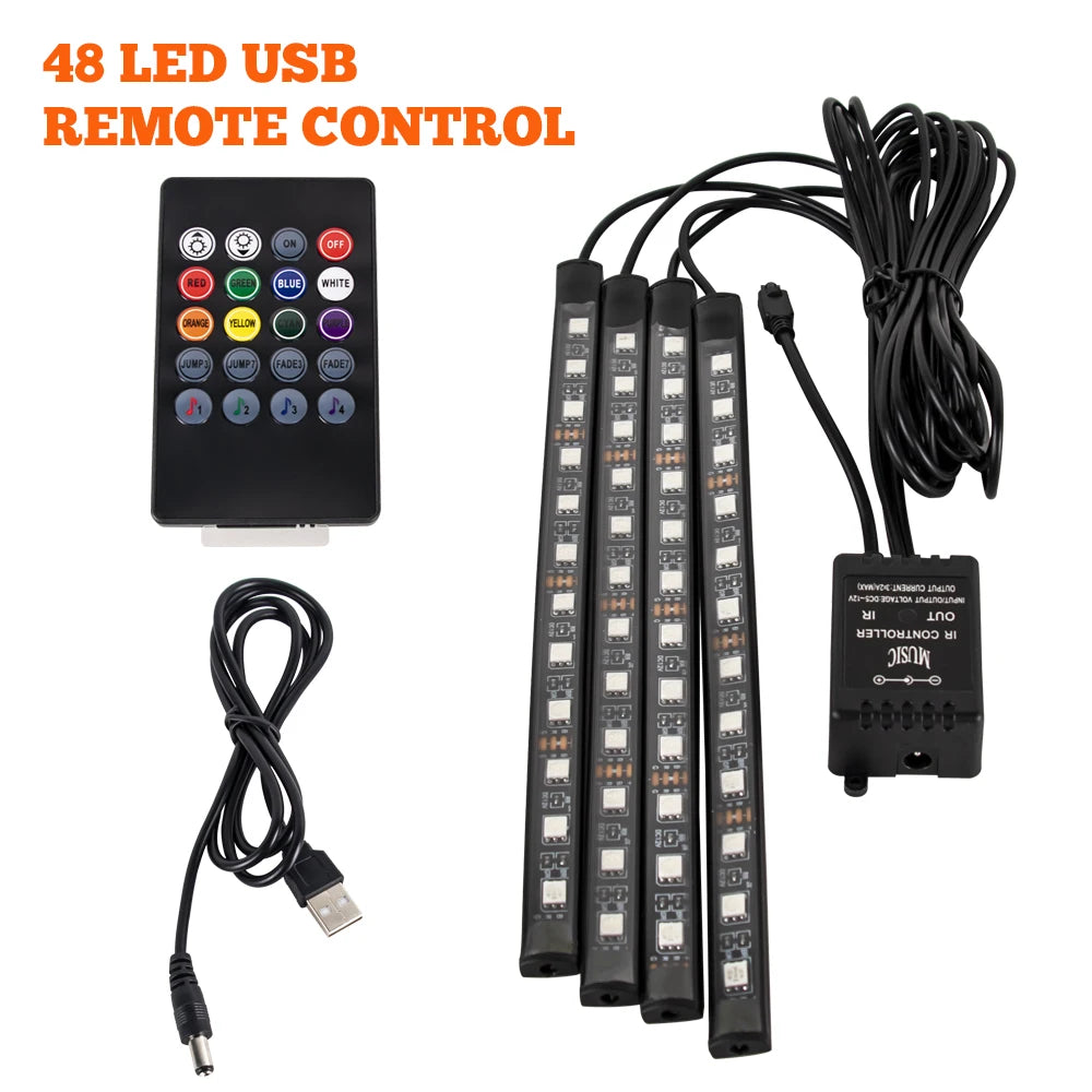 USB LED Ambiente Fussraumbeleuchtung Auto RGB
