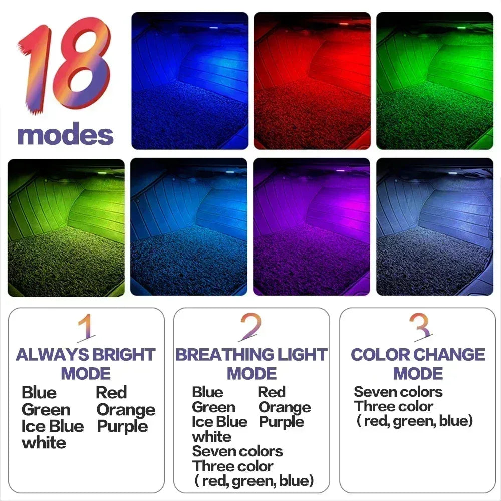 LED-Fussraum-Beleuchtung RGB-Innenraum-Lampe – SwissGlanzGarage Autopflege Schweiz