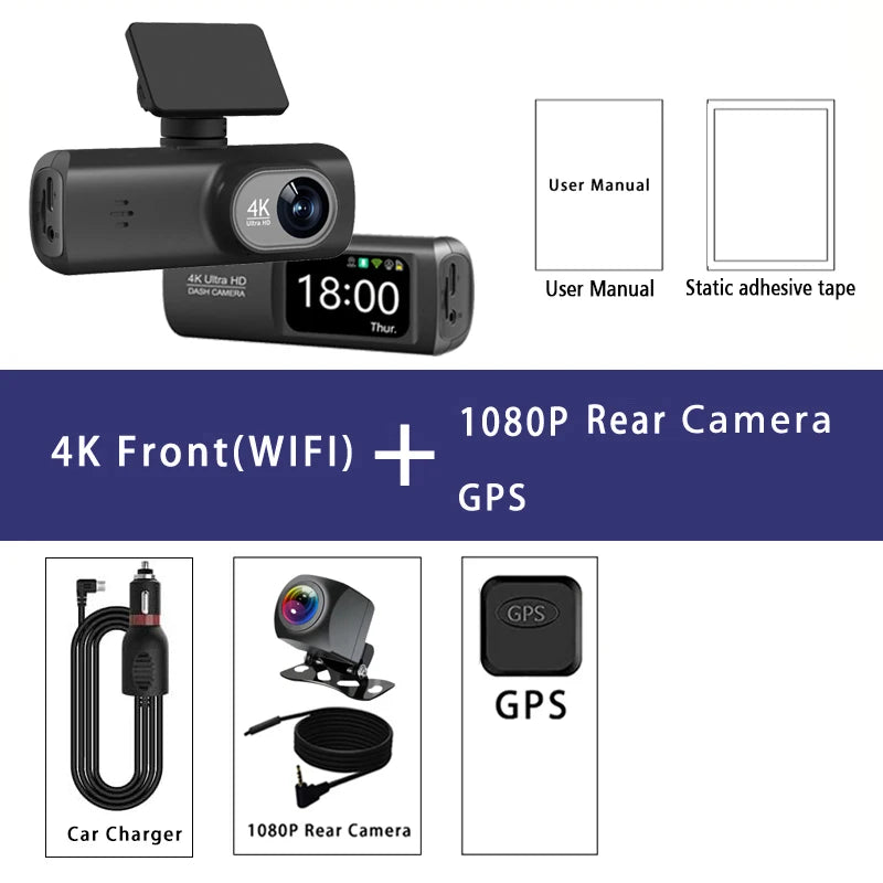 Dashcam 4K Dual-Lens Auto Kamera