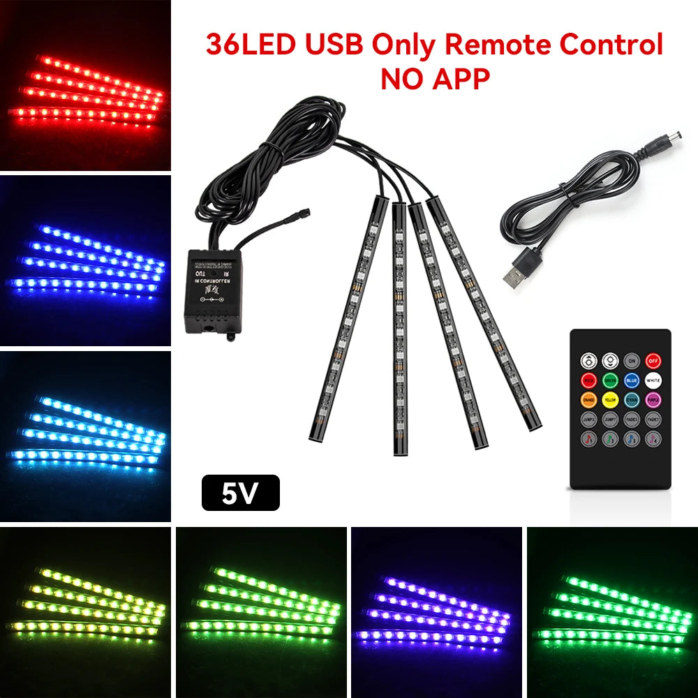 RGB Ambientebeleuchtung Auto Fussraum Set