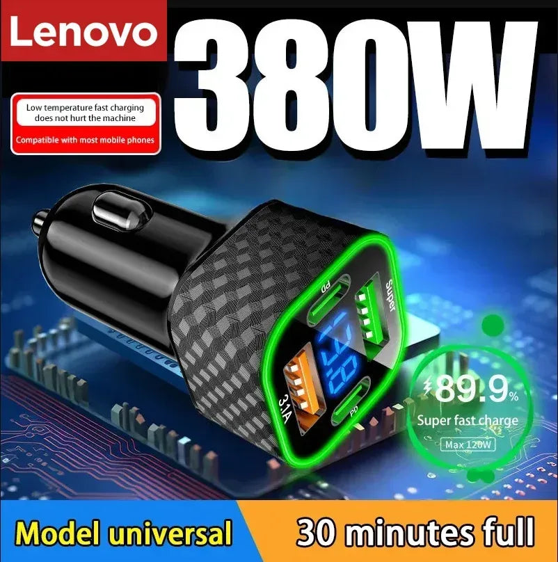 Lenovo 380W 4 in 1 USB Zigarettenanzünder Ladegerät – SwissGlanzGarage Autopflege Schweiz