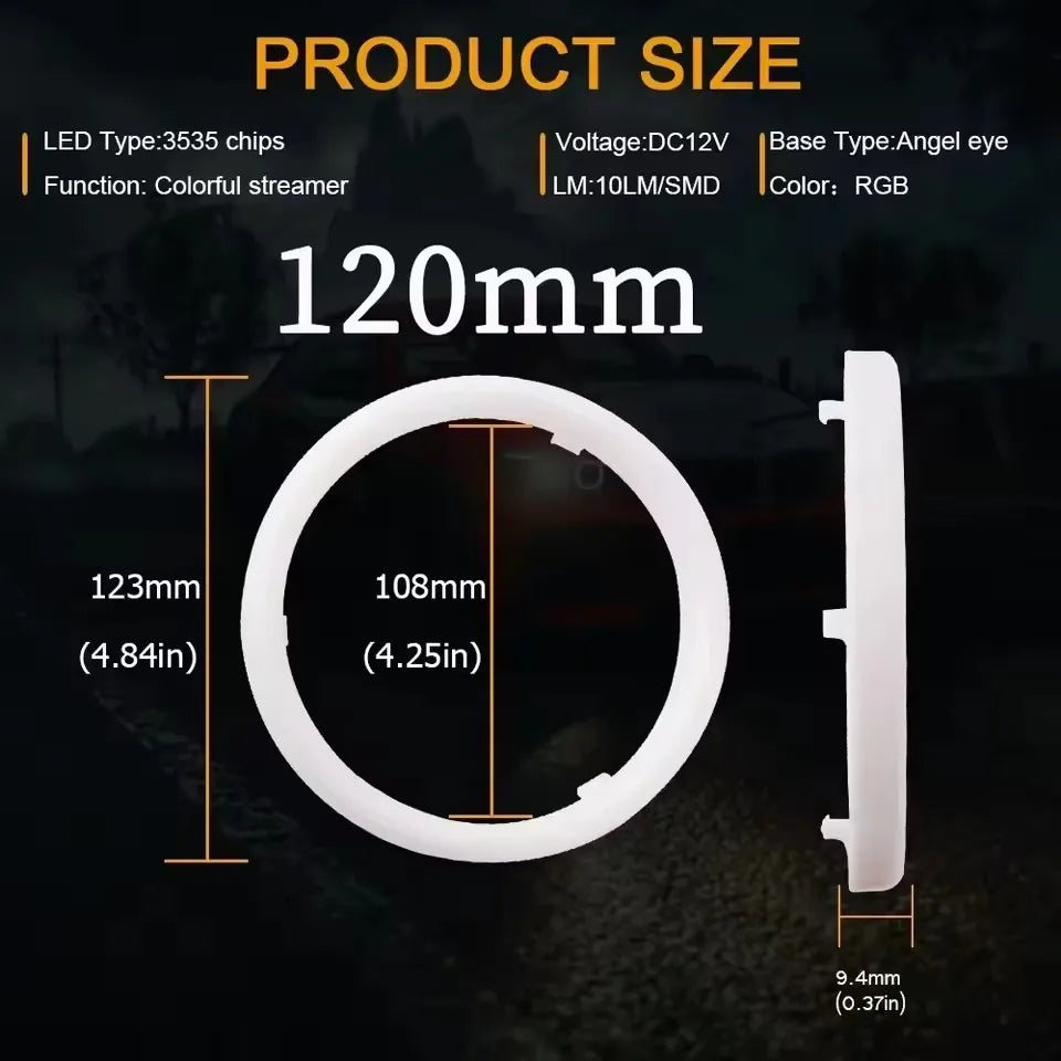 RGB Cotton LED Angel Eyes Halo Rings 60mm 70mm 80mm
