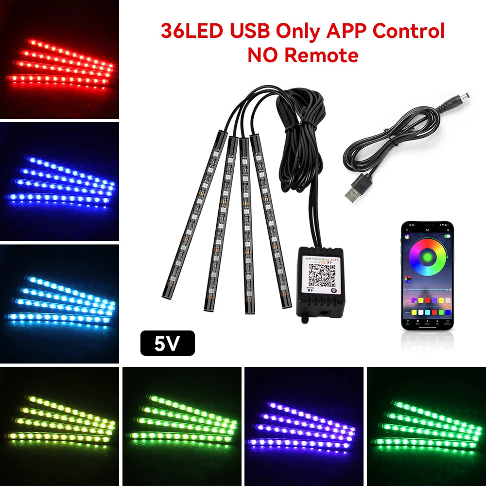 RGB Ambientebeleuchtung Auto Fussraum Set