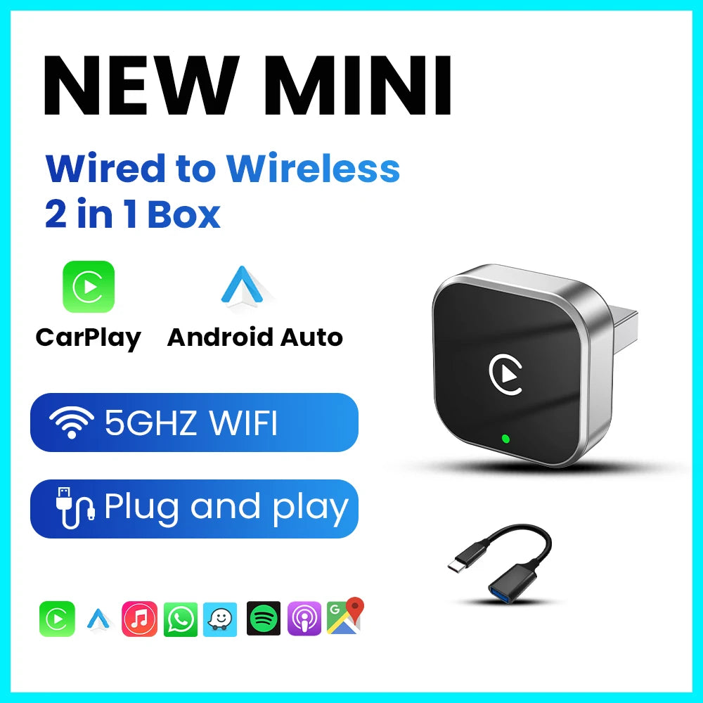 PLAYAIBOX Kabellos 2IN1 CarPlay Android Auto Adapter