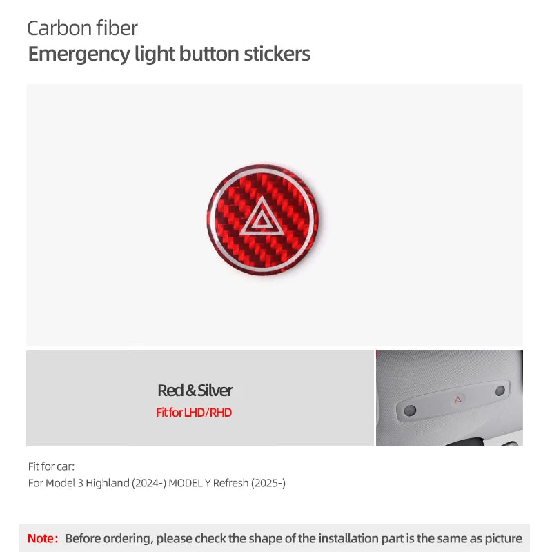 Carbon Fiber Notlicht-Knopf Aufkleber Set