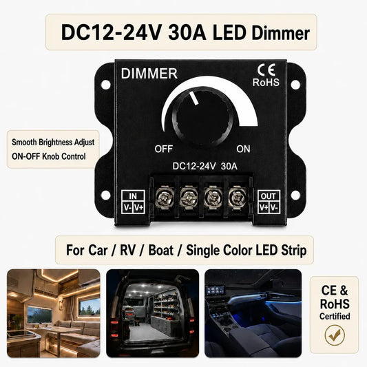 LED Dimmer Schalter 12V-24V 30A – SwissGlanzGarage Autopflege Schweiz