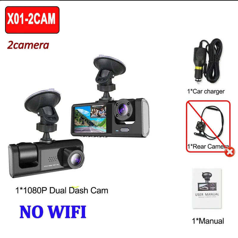 1080P Dashcam mit WiFi und 3 Kameras