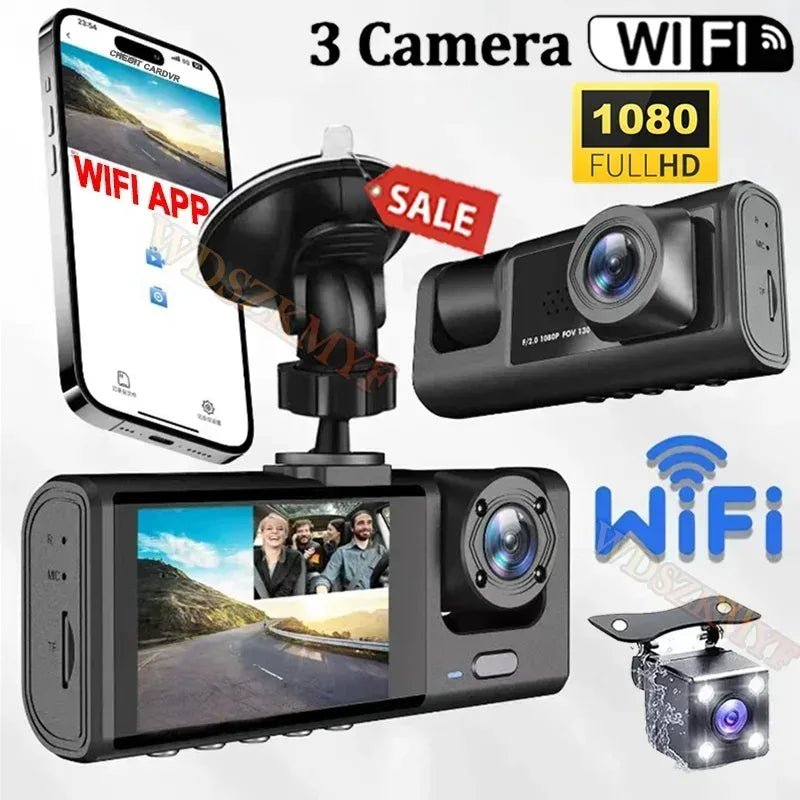 1080P Dashcam mit WiFi und 3 Kameras – SwissGlanzGarage Autopflege Schweiz