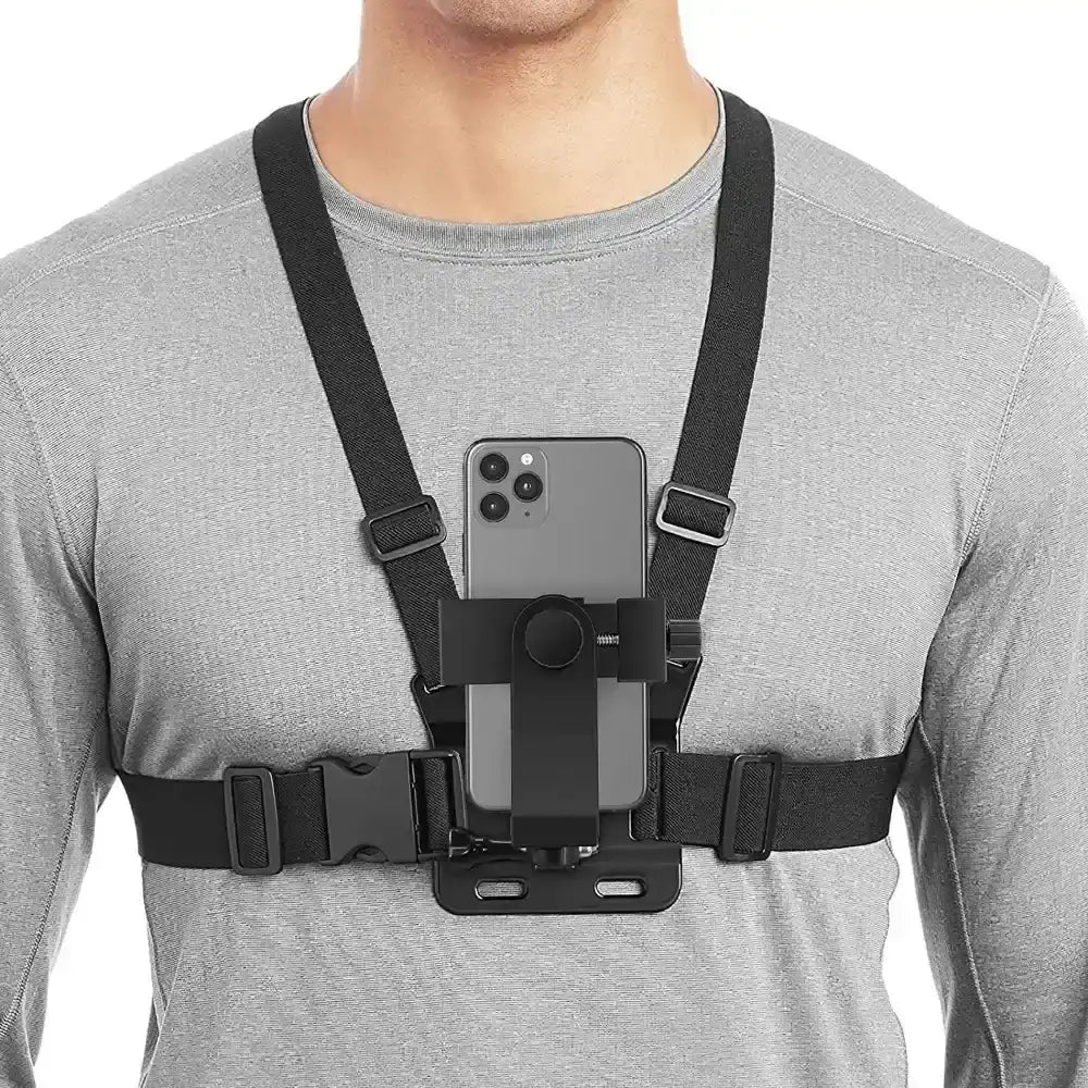 Verstellbarer Handyhalter mit Brustgurt – SwissGlanzGarage Autopflege Schweiz
