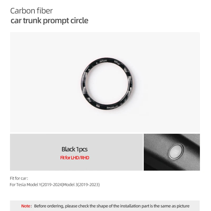 Carbon-Faser Kofferraum-Schalter-Ring für Tesla