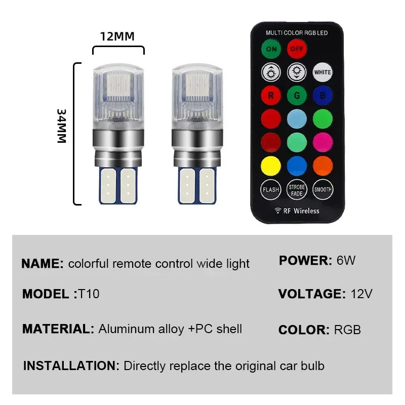 T10 RGB LED Signallichter Set – SwissGlanzGarage Autopflege Schweiz