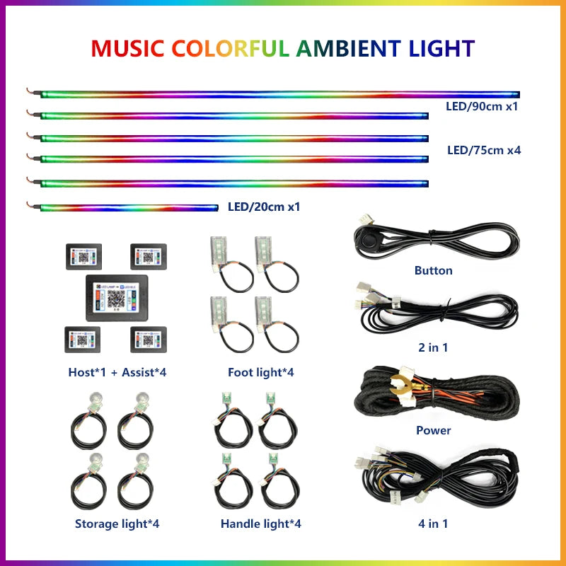 22 in 1 Auto LED Ambient Lampen Set