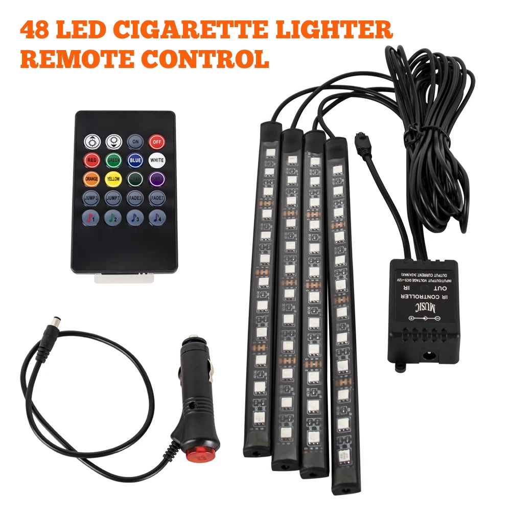 USB LED Ambiente Fussraumbeleuchtung Auto RGB