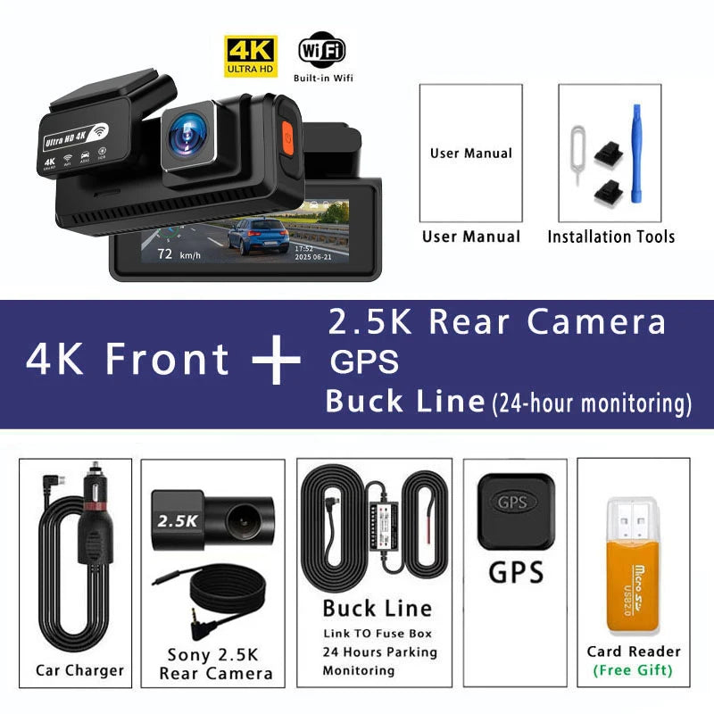 ADAS Dashcam 4K + 2.5K mit GPS