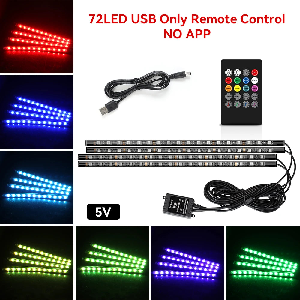 RGB Ambientebeleuchtung Auto Fussraum Set