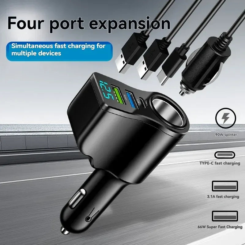 USB-C Auto-Ladegerät 66W mit Digitalanzeige – SwissGlanzGarage Autopflege Schweiz