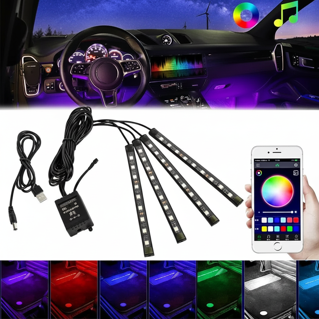 RGB Ambientebeleuchtung Auto Fussraum Set