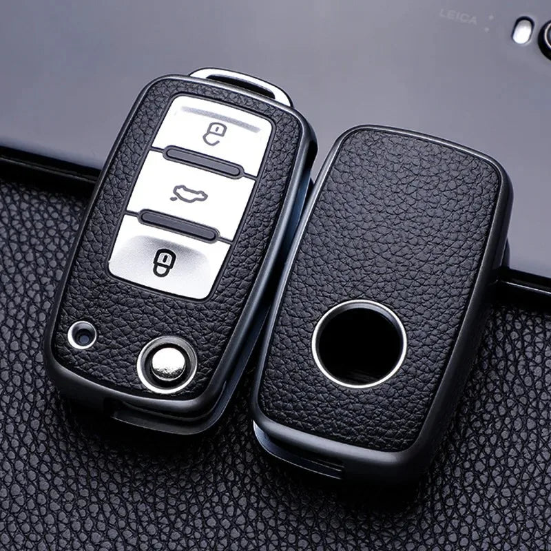Leder TPU Autoschluessel-Huelle VW