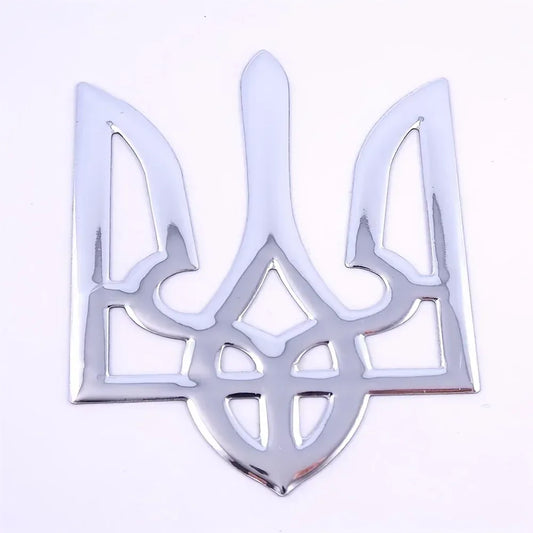 Ukrainischer Trident Chrom Aufkleber 3D Emblem – SwissGlanzGarage Autopflege Schweiz