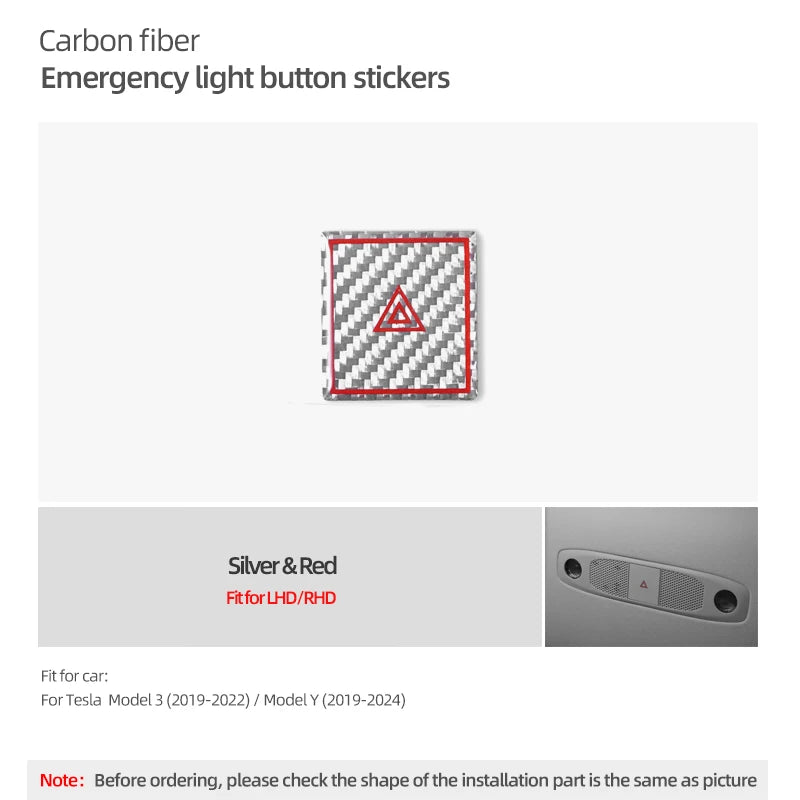 Carbon Fiber Notlicht-Knopf Aufkleber Set
