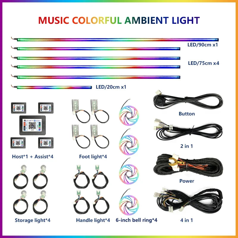 22 in 1 Auto LED Ambient Lampen Set