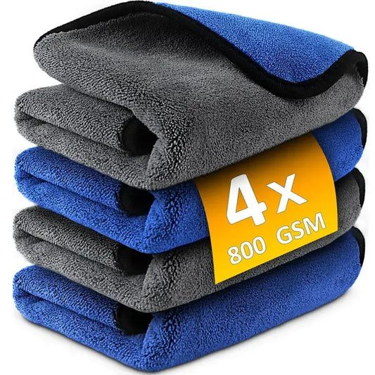 Mikrofaser-Trockentuch-Set 4x 800 GSM – SwissGlanzGarage Autopflege Schweiz