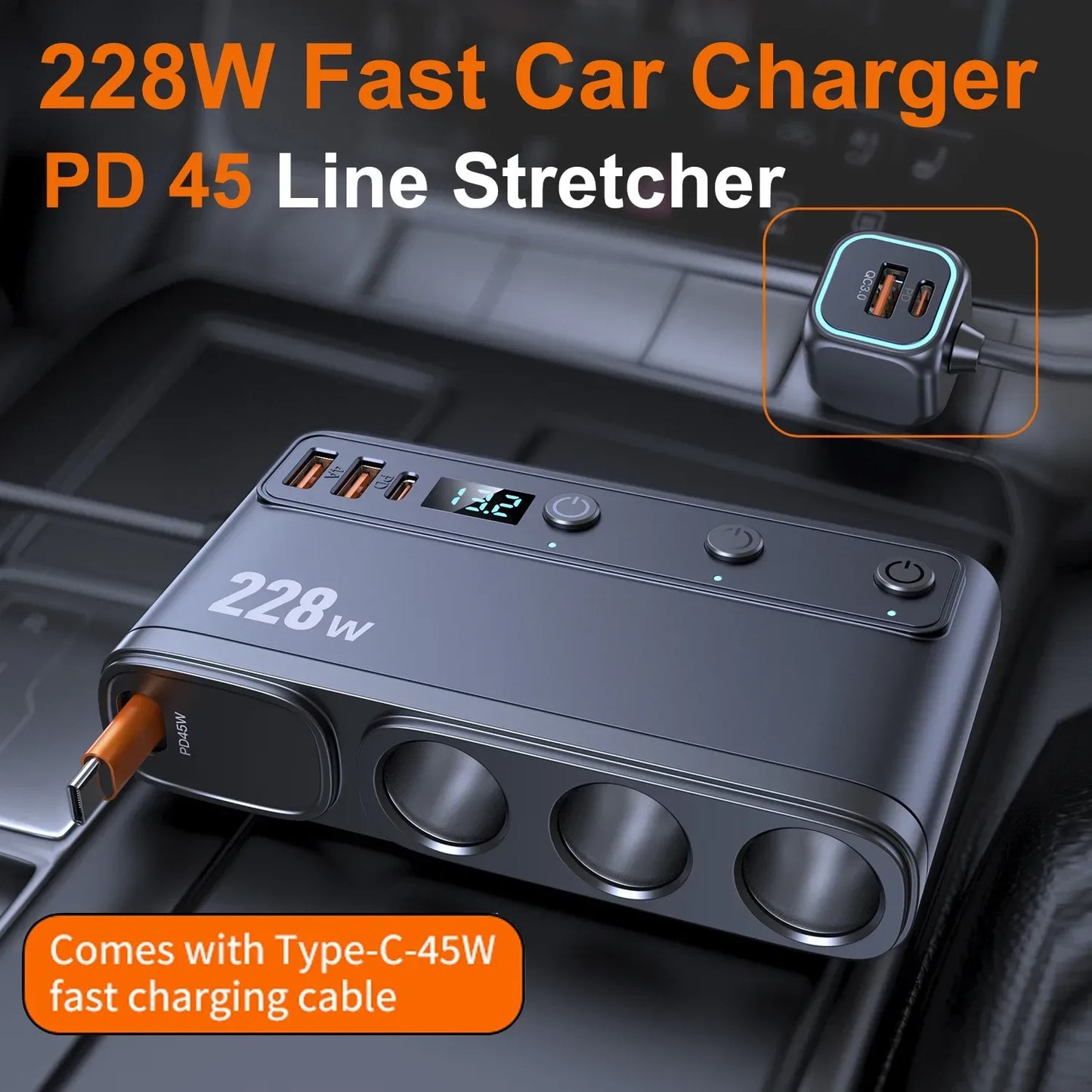 200W Mini Auto Ladegerät USB-C PD Schnelllader 228 W – SwissGlanzGarage Autopflege Schweiz