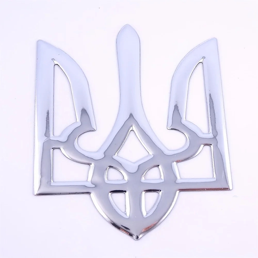 Ukrainischer Trident Chrom Aufkleber 3D Emblem
