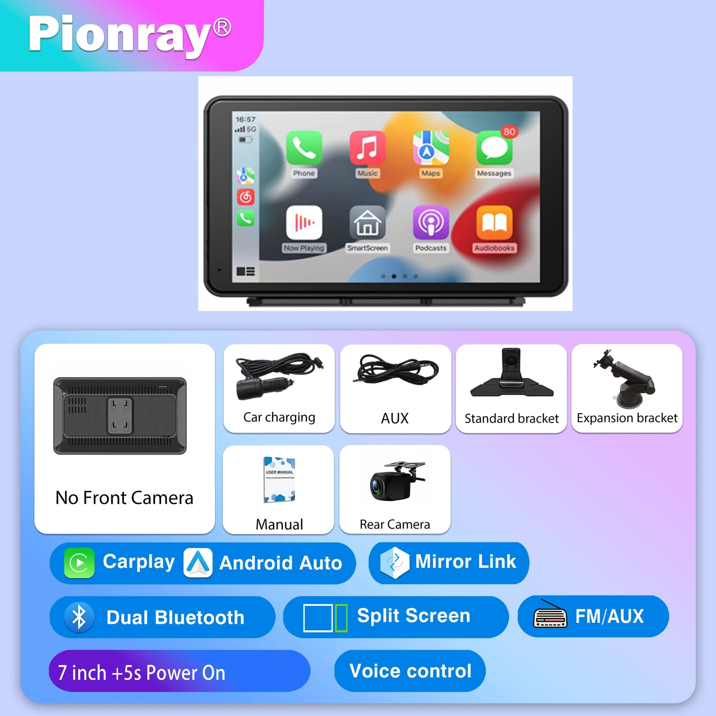 Pionray Tragbares 7/10 Zoll CarPlay