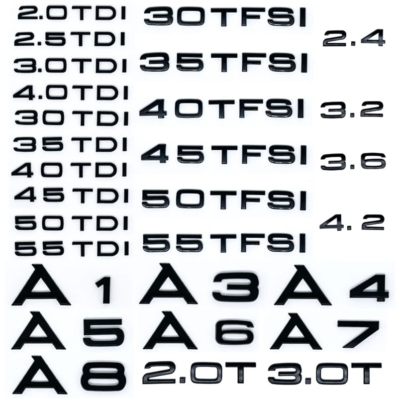 3D Metall Buchstaben Aufkleber Set – für den Kofferraum