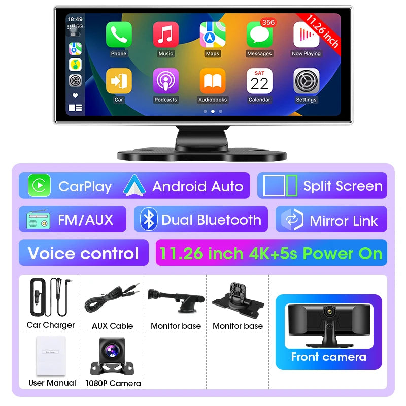 11.26 Zoll Dash Cam 4K Auto DVR