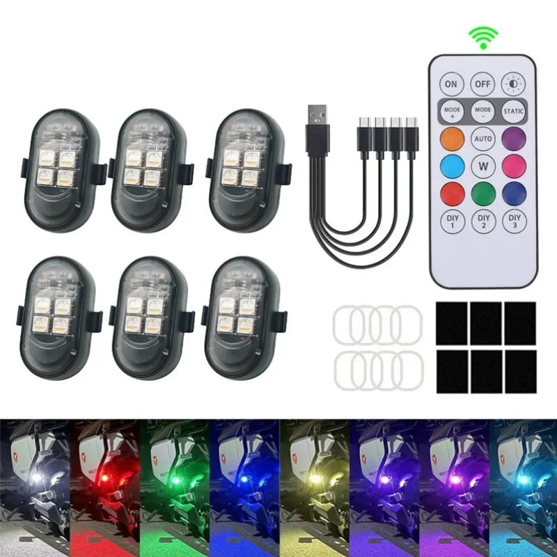 RGB Stroboskop-Lampe Set USB Wiederaufladbar