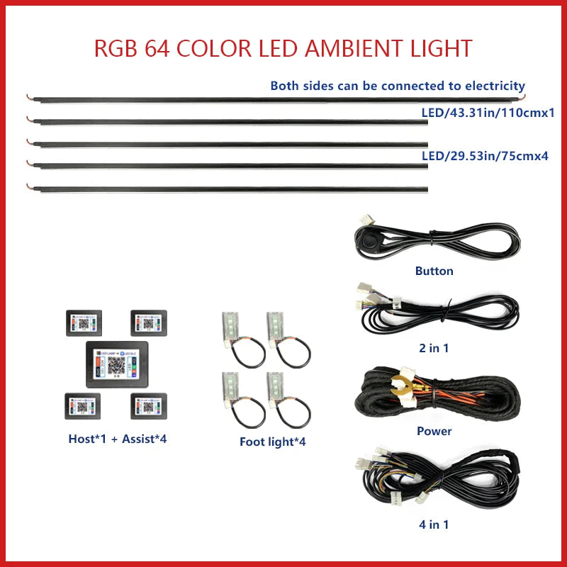 22 in 1 Auto LED Ambient Lampen Set