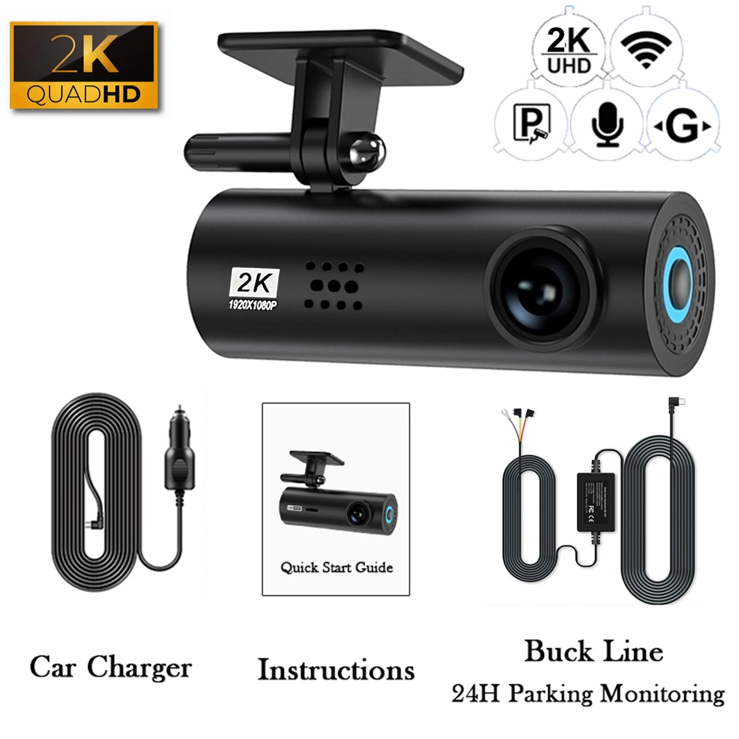 Dashcam 4K WiFi mit 24H Parküberwachung