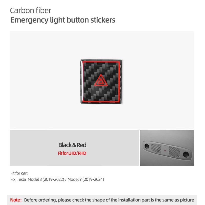 Carbon Fiber Notlicht-Knopf Aufkleber Set