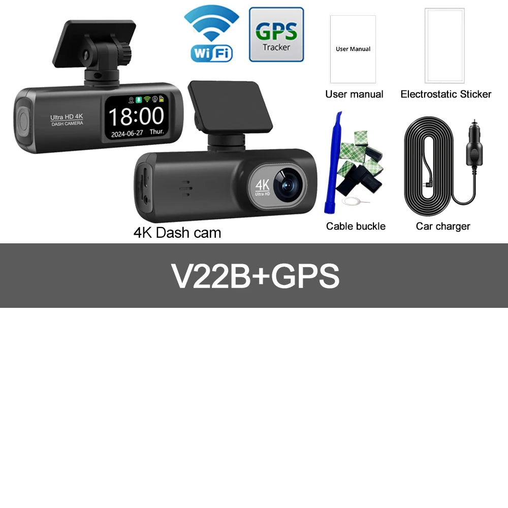 4K Dual Dashcam mit 1080P Rückkamera Option
