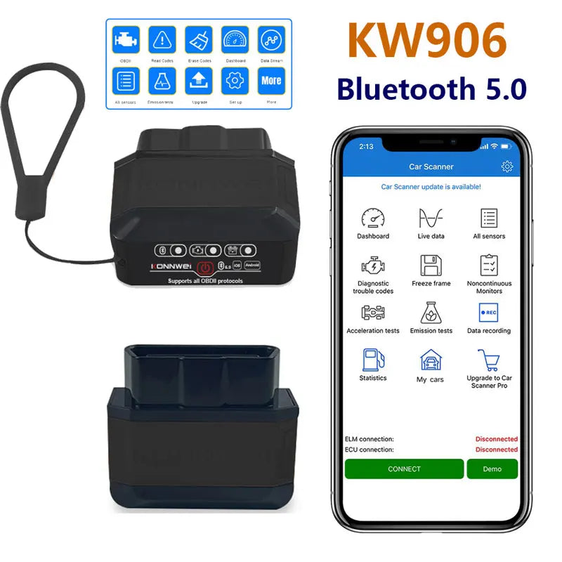 KONNWEI KW905 OBD2 Bluetooth 5.0 Scanner