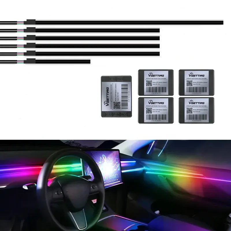 18 in 1 Auto Ambientebeleuchtung 64 Farben – SwissGlanzGarage Autopflege Schweiz
