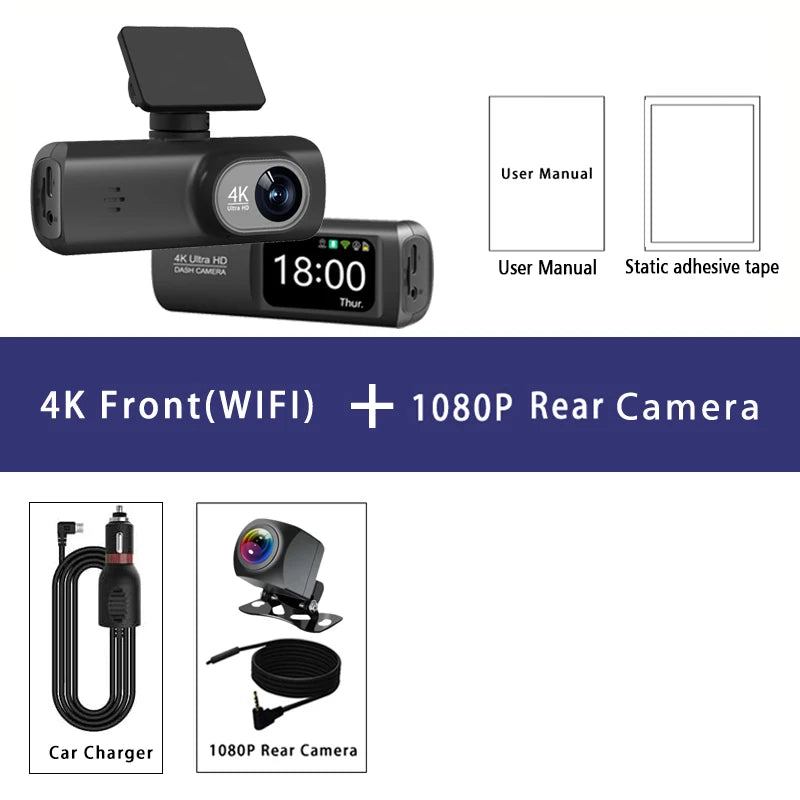 Dashcam 4K Dual-Lens Auto Kamera