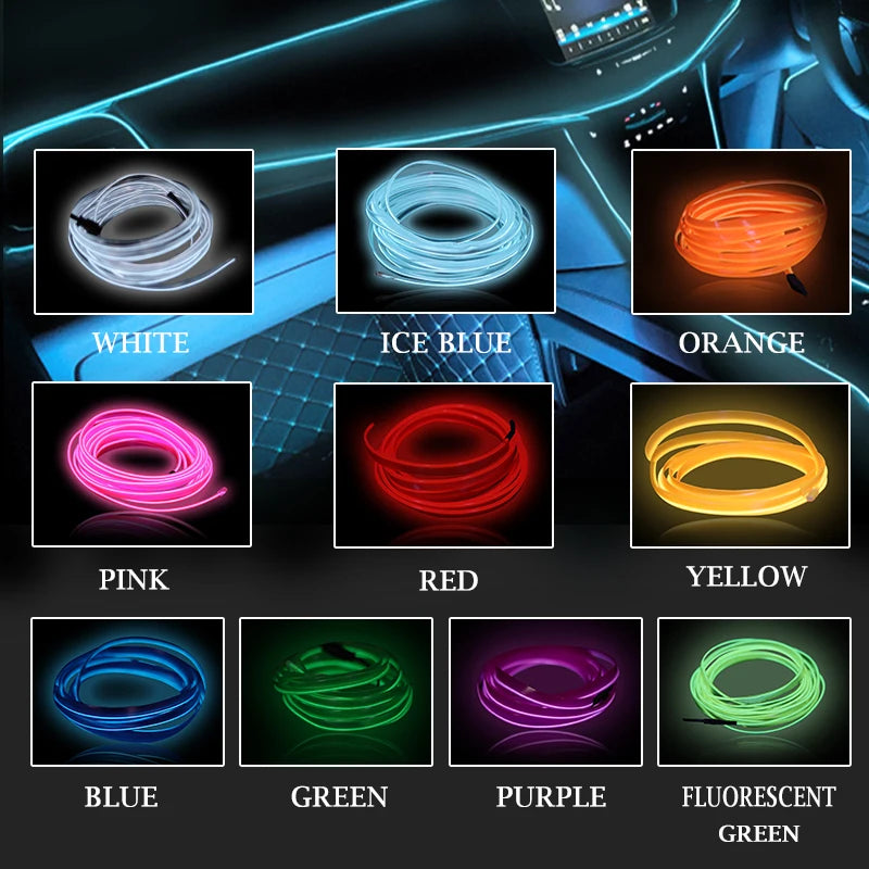 1/2/3/5M Auto LED Licht Innen Umgebungs LED Streifen Neon Beleuchtung